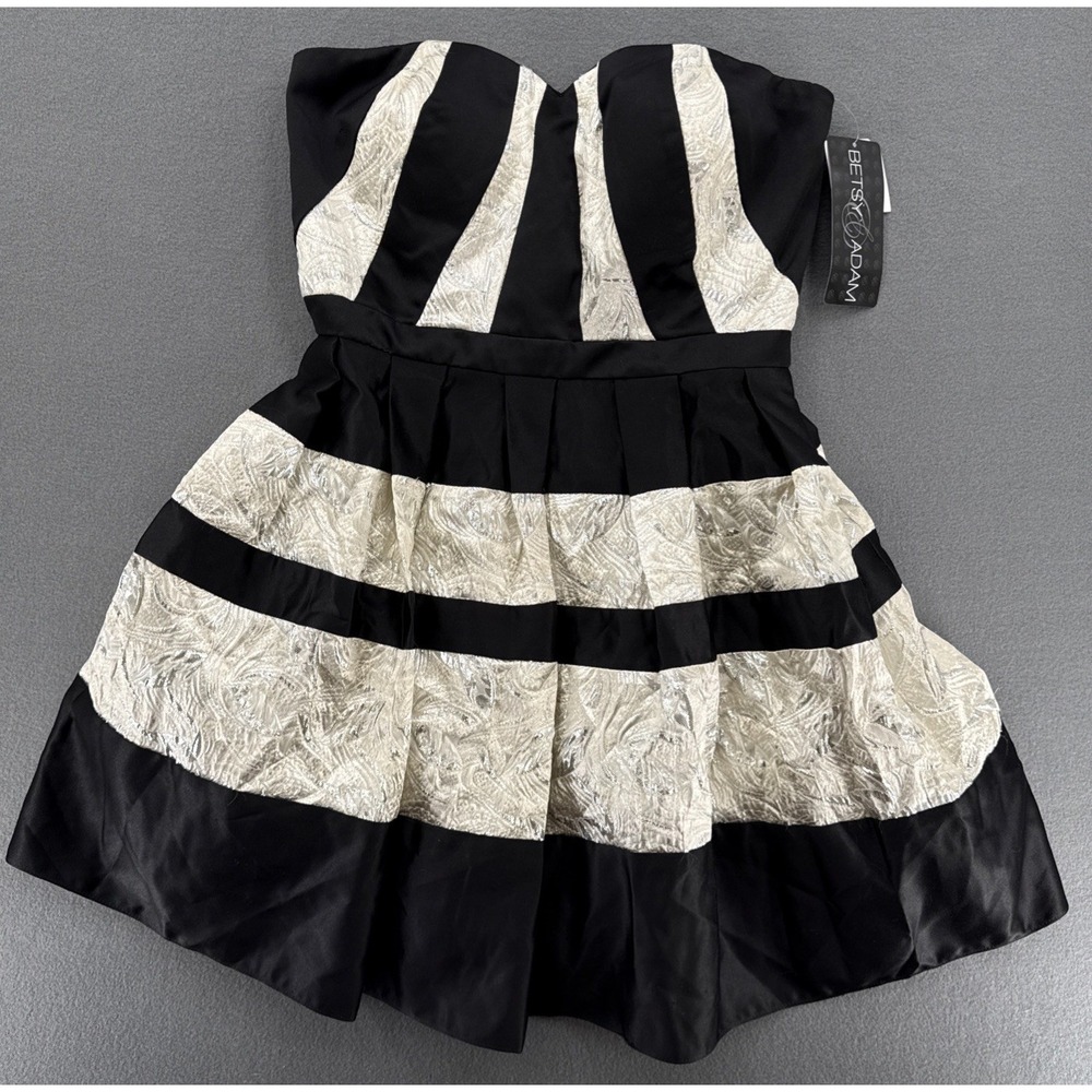 Betsy & Adam | Dresses | Betsy Adam Womens Mini Gown Strapless Black Ivory Size